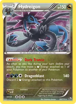 Hydreigon — Legendary Treasures #99, 2013. Illustrated by Tomokazu Komiya.