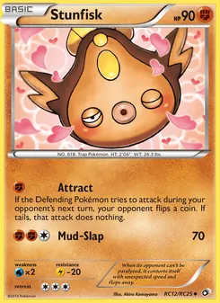 Stunfisk — Legendary Treasures #RC12, 2013. Illustrated by Akira Komayama.