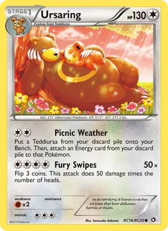 Ursaring — Legendary Treasures #RC16, 2013. Illustrated by Sanosuke Sakuma.