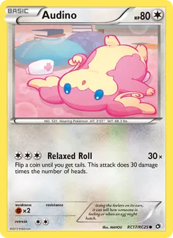 Audino — Legendary Treasures #RC17, 2013. Illustrated by MAHOU.