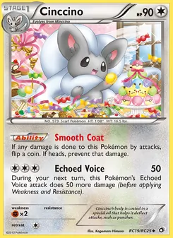 Cinccino — Legendary Treasures #RC19, 2013. Illustrated by Kagemaru Himeno.