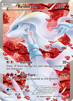Reshiram — Legendary Treasures #RC22, 2013. Illustrated by Kagemaru Himeno.
