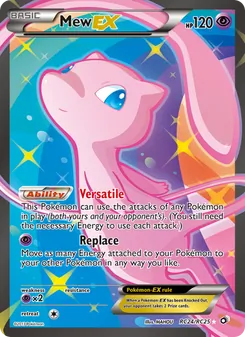 Mew-EX — Legendary Treasures #RC24, 2013. Illustrated by MAHOU.