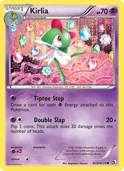 Kirlia — Legendary Treasures #RC9, 2013. Illustrated by Kagemaru Himeno.
