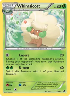 Whimsicott — Emerging Powers #12, 2011. Illustrated by Mizue.
