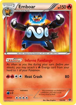 Emboar — Next Destinies #100, 2012. Illustrated by 5ban Graphics.