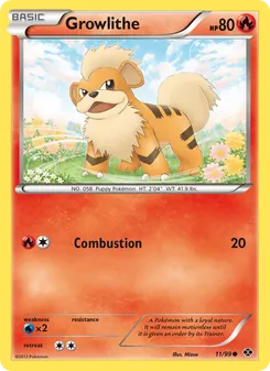 Growlithe — Next Destinies #11, 2012. Illustrated by Mizue.