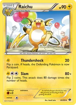 Raichu — Next Destinies #40, 2012. Illustrated by Naoki Saito.