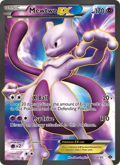 Mewtwo-EX — Next Destinies #98, 2012. Illustrated by 5ban Graphics.