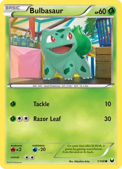 Bulbasaur — Dark Explorers #1, 2012. Illustrated by Mitsuhiro Arita.