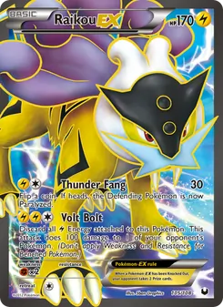 Raikou-EX — Dark Explorers #105, 2012. Illustrated by 5ban Graphics.