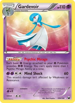 Gardevoir — Dark Explorers #109, 2012. Illustrated by 5ban Graphics.