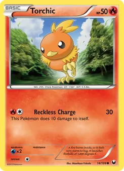Torchic — Dark Explorers #14, 2012. Illustrated by Masakazu Fukuda.