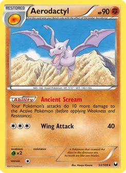 Aerodactyl — Dark Explorers #53, 2012. Illustrated by Naoyo Kimura.