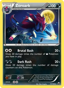 Zoroark — Dark Explorers #71, 2012. Illustrated by 5ban Graphics.