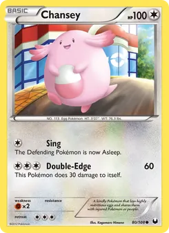 Chansey — Dark Explorers #80, 2012. Illustrated by Kagemaru Himeno.