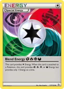 Blend Energy Grass Fire Psychic Darkness — Dragons Exalted #117, 2012. Illustrated by 5ban Graphics.
