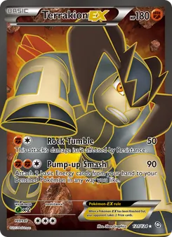 Terrakion-EX — Dragons Exalted #121, 2012. Illustrated by 5ban Graphics.