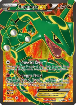 Rayquaza-EX — Dragons Exalted #123, 2012. Illustrated by 5ban Graphics.
