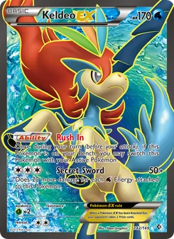 Keldeo-EX — Boundaries Crossed #142, 2012. Illustrated by 5ban Graphics.