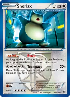 Snorlax — Plasma Storm #101, 2013. Illustrated by 5ban Graphics.