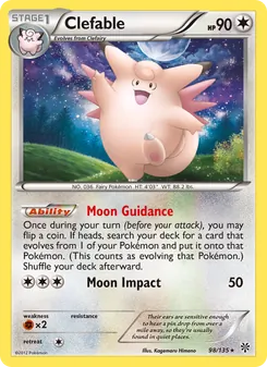 Clefable — Plasma Storm #98, 2013. Illustrated by Kagemaru Himeno.
