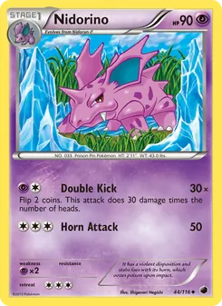 Nidorino — Plasma Freeze #44, 2013. Illustrated by Shigenori Negishi.