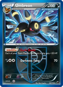 Umbreon — Plasma Freeze #64, 2013. Illustrated by 5ban Graphics.