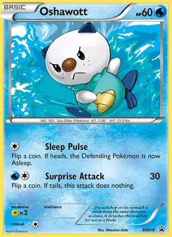 Oshawott — BW Black Star Promos #BW08, 2011. Illustrated by Mitsuhiro Arita.