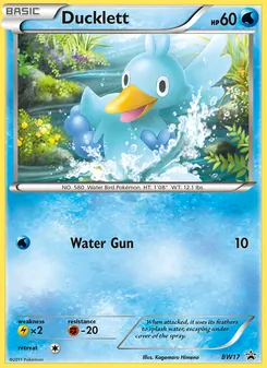 Ducklett — BW Black Star Promos #BW17, 2011. Illustrated by Kagemaru Himeno.