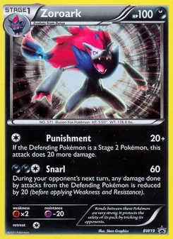 Zoroark — BW Black Star Promos #BW19, 2011. Illustrated by 5ban Graphics.