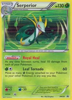 Serperior — BW Black Star Promos #BW20, 2011. Illustrated by 5ban Graphics.