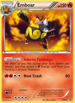 Emboar — BW Black Star Promos #BW21, 2011. Illustrated by 5ban Graphics.