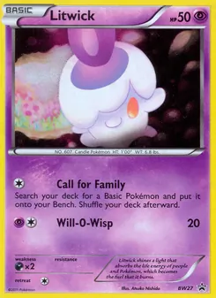 Litwick — BW Black Star Promos #BW27, 2011. Illustrated by Atsuko Nishida.