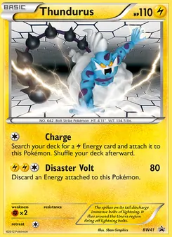 Thundurus — BW Black Star Promos #BW41, 2011. Illustrated by 5ban Graphics.
