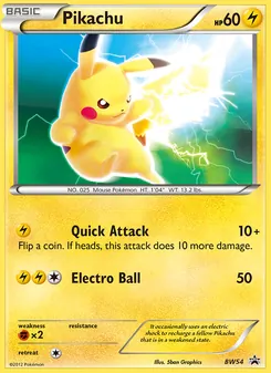 Pikachu — BW Black Star Promos #BW54, 2011. Illustrated by 5ban Graphics.