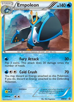 Empoleon — BW Black Star Promos #BW56, 2011. Illustrated by Shin Nagasawa.