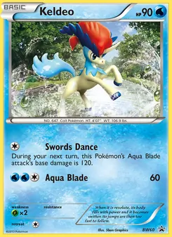 Keldeo — BW Black Star Promos #BW60, 2011. Illustrated by 5ban Graphics.