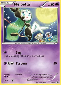 Meloetta — BW Black Star Promos #BW68, 2011. Illustrated by Naoki Saito.