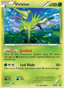 Virizion — BW Black Star Promos #BW70, 2011. Illustrated by 5ban Graphics.