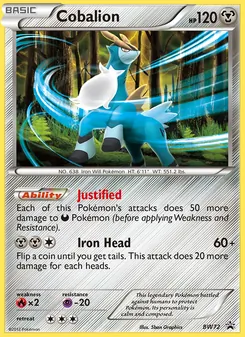 Cobalion — BW Black Star Promos #BW72, 2011. Illustrated by 5ban Graphics.