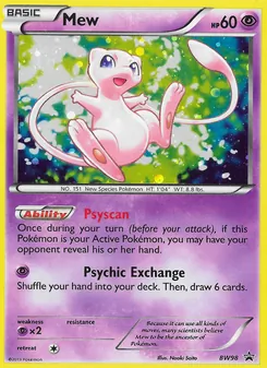 Mew — BW Black Star Promos #BW98, 2011. Illustrated by Naoki Saito.