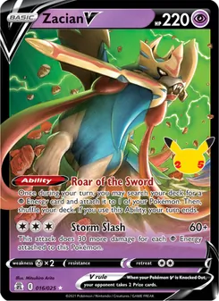 Zacian V — Celebrations #16, 2021. Illustrated by Mitsuhiro Arita.