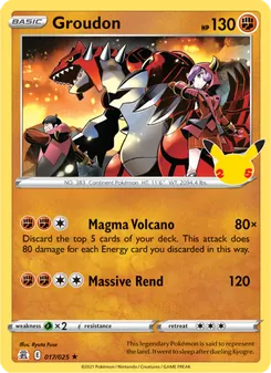 Groudon — Celebrations #17, 2021. Illustrated by Ryuta Fuse.