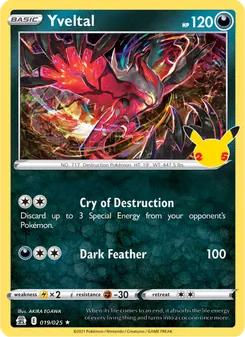 Yveltal — Celebrations #19, 2021. Illustrated by AKIRA EGAWA.