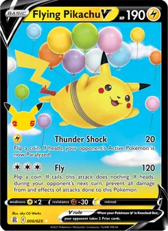 Flying Pikachu V — Celebrations #6, 2021. Illustrated by aky CG Works.