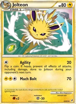 Jolteon — Call of Legends #45, 2011. Illustrated by Shin Nagasawa.