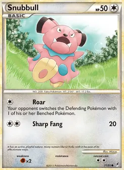 Snubbull — Call of Legends #71, 2011. Illustrated by Mizue.