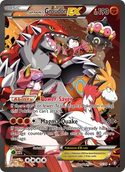 Team Magma's Groudon EX — Double Crisis #15, 2015. Illustrated by nagimiso.