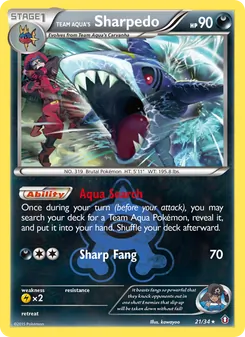 Team Aqua's Sharpedo — Double Crisis #21, 2015. Illustrated by kawayoo.